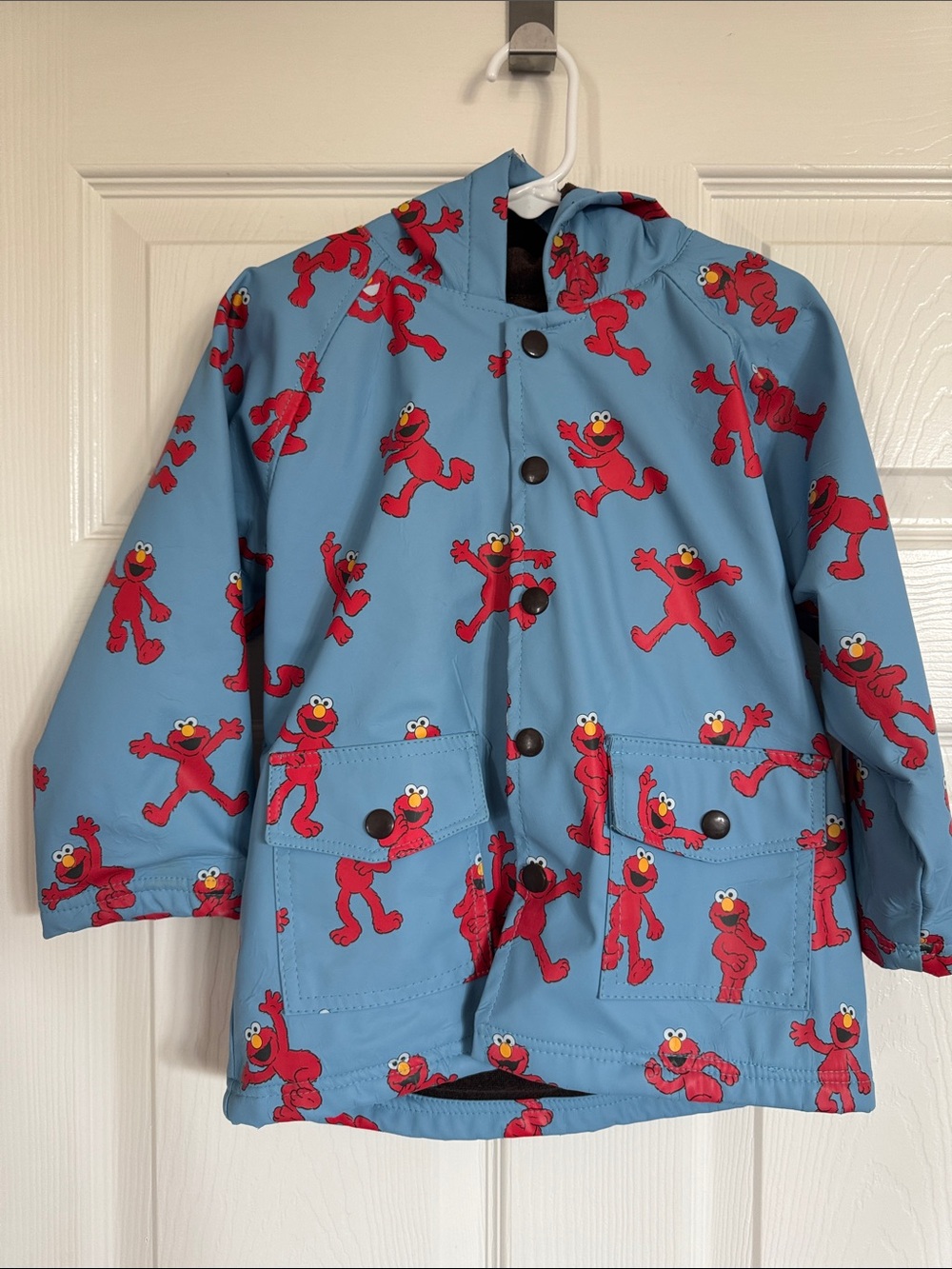 Kids' Blue Elmo Raincoat - Hooded Waterproof Jacket